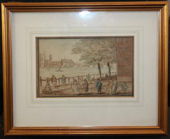 Attributed to Thomas Rowlandson (1736-1827) Lambeth Walk, 5.25 x 8.75in.